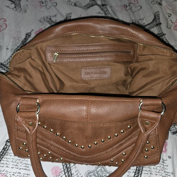XL Steve Madden Brown Studded Shoulder Bag - Picture 3 of 8